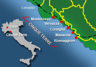 Чинкве-Терре (Cinque Terre), Лигурия Чинкве-Терре (Cinque Terre), Лигурия - карта пяти деревень