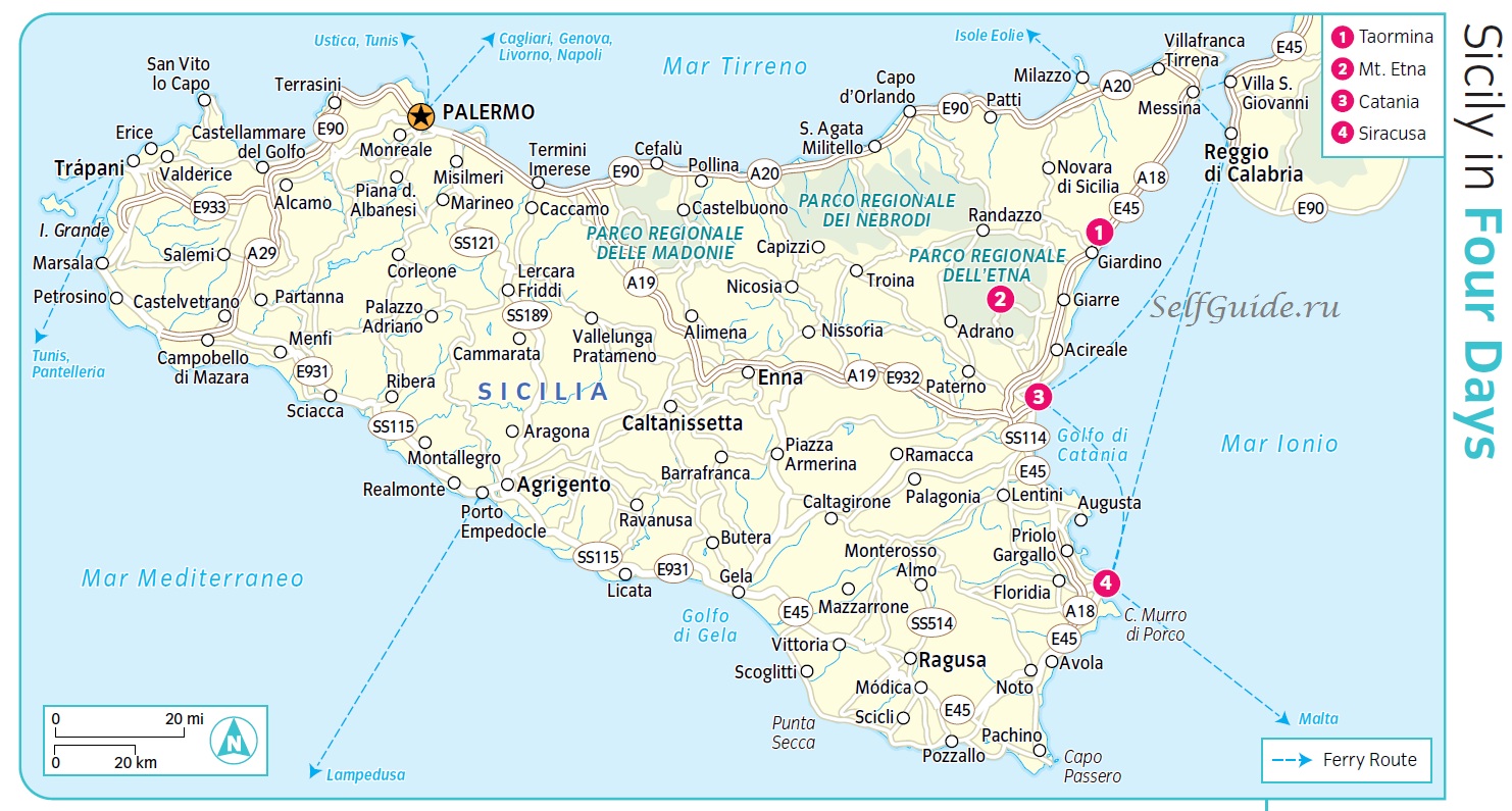 Что посмотреть на Сицилии за 4 дня - туристический маршрут по Сицилии