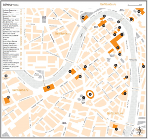 Туристический маршрут по Вероне - карта Вероны - достопримечательности Вероны на карте