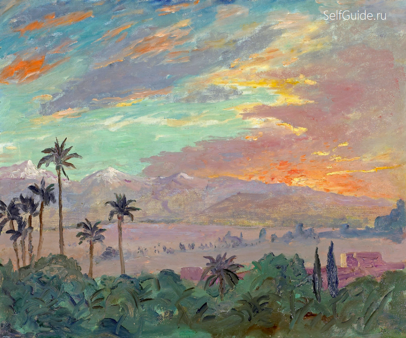 Sunset over the Atlas Mountains churchill 1943 - Уинстон Черчилль в Марракеше